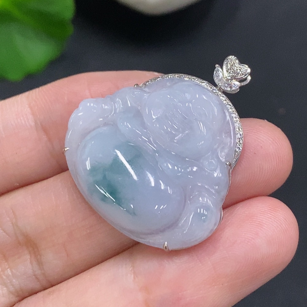 F34023416 Jadeite Buddha Pendant 18k Gold Total Weight Approx. 6.6g Non-Diamond