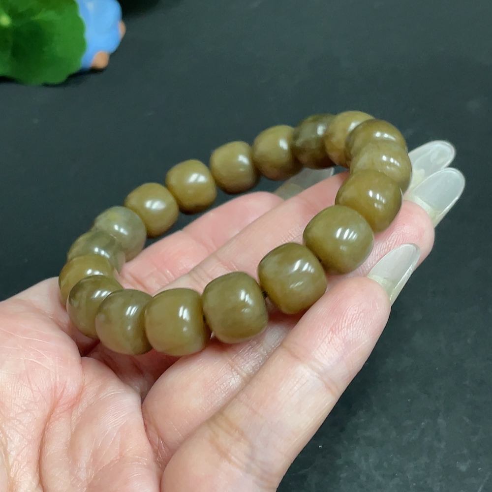 H28244218 Hetian Jade Bracelet, Approx. 11.7mm Beads, Total Weight Approx. 50.9g