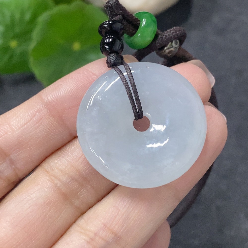 F34042353 Jadeite Pendant Peace Knot Total Weight Including Rope 14.45g With Non-Grade A Beads