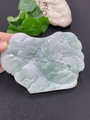 F41920935 翡翠毛货山水摆件 货品总重约295.8克