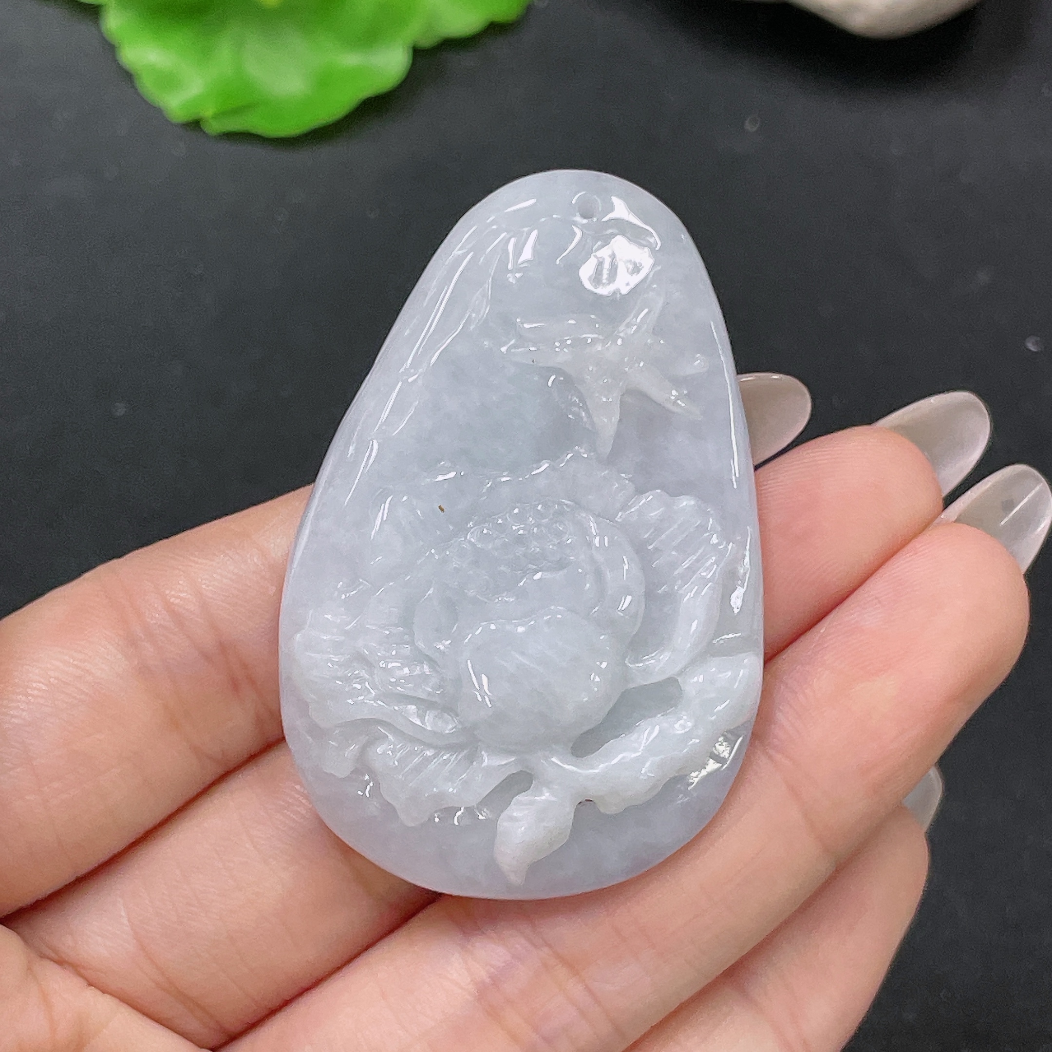 F35138069 Jadeite Pendant Flower Blossom and Wealth Total Weight Approx. 36.6g