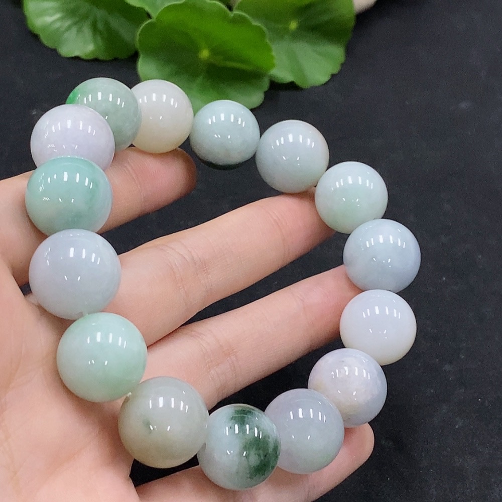 F34995329 Jadeite Beads Bracelet Approx. 15mm Total Weight Approx. 87.74g