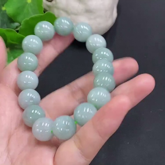F34050232 Jadeite Bead Necklace Approximately 12.6mm Total Weight About 59.9g