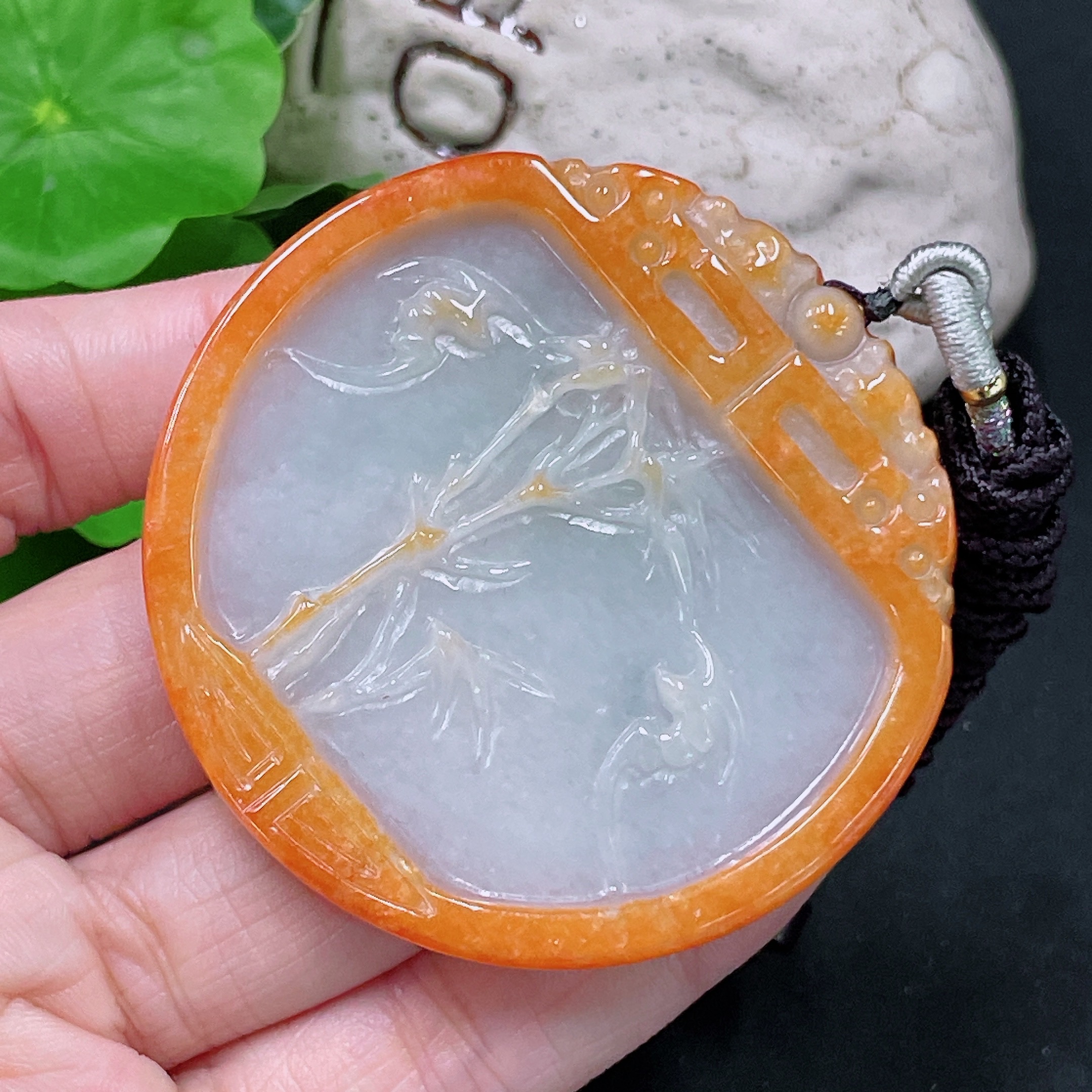 F33943332 Jadeite Bamboo Pendant, Yellow Part Color Origin Undetermined, Total Weight Approximately 40.3g