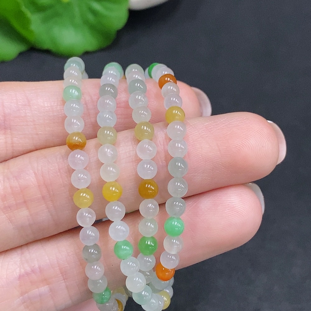 F34022594 Jadeite Bead Necklace Non-Gold Setting Total Weight Approximately 14.6g Size About 3.5mm Yellow Bead Color Origin Undetermined