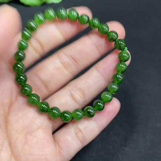 H34072834 Hetian Jade Bracelet, about 6mm, total weight about 9.8g