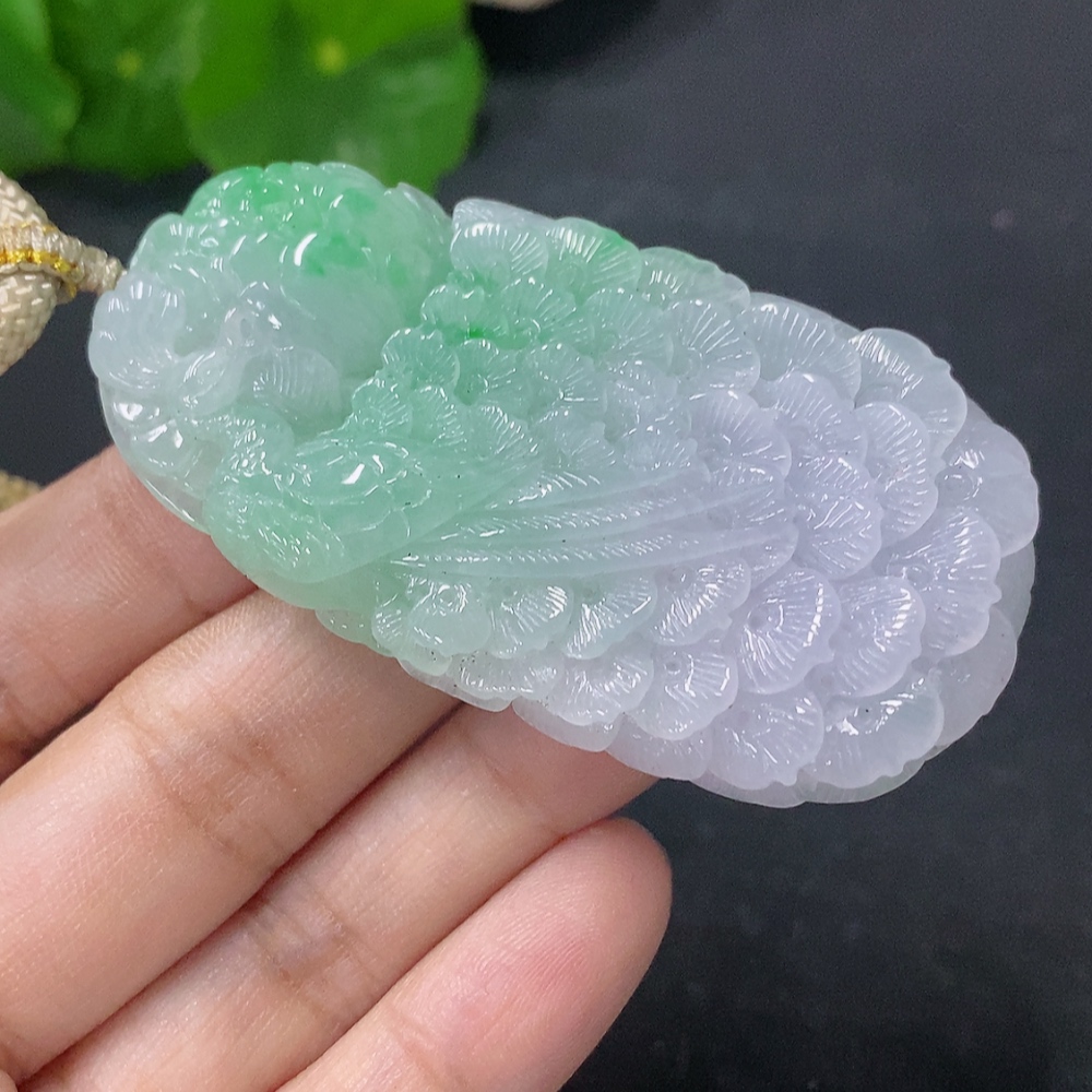 F33829846 Jadeite Peacock Pendant