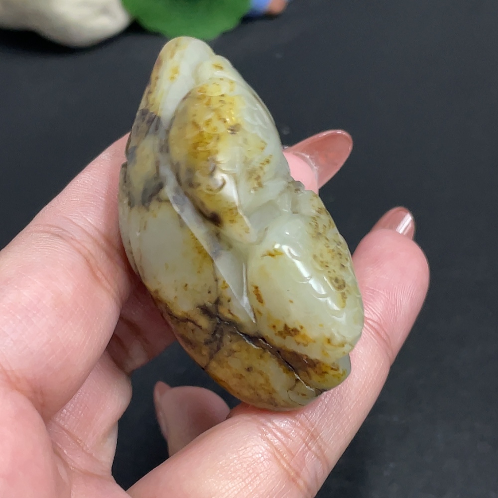 H34011304 Hetian Jade Pendant, Peaceful Living and Happy Work, Undetermined Skin Color Formation, Total Weight Approx. 71.1g