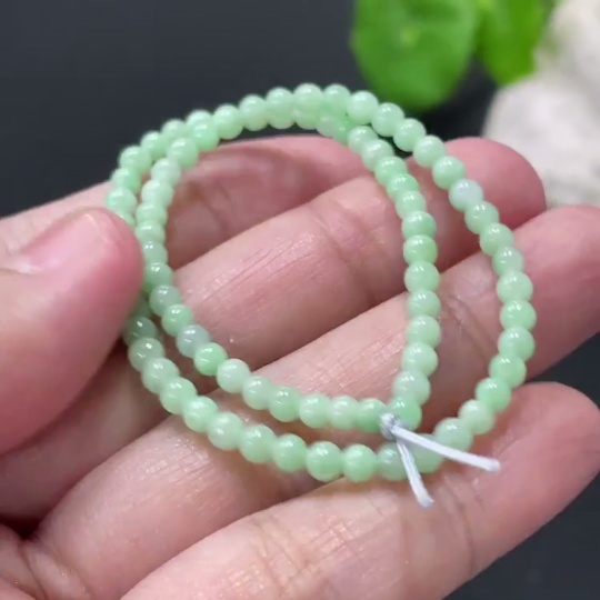 F35108233 Jadeite Bracelet Approx. 3.2mm Beads Total Weight Approx. 4.37g