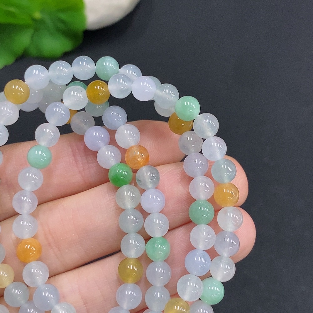 F32808266 Jadeite Bead Necklace Non-Gold Setting Total Weight Approx. 36.7g Size Around 5.2mm Color Origin Undetermined