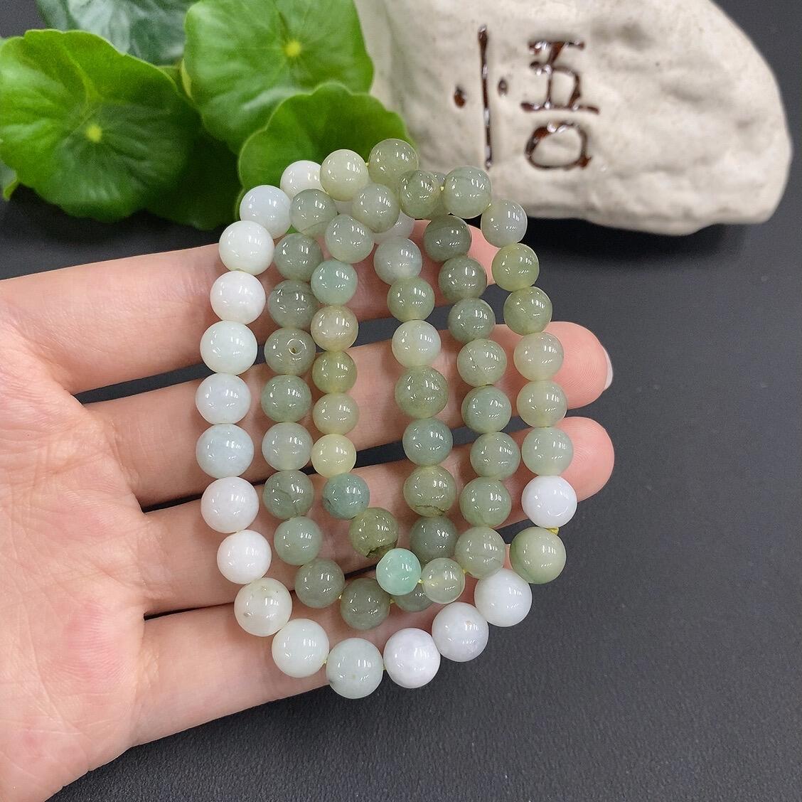 F0746455 Jadeite Bead Necklace with Minor Cracks on Some Beads, Size 7.2mm