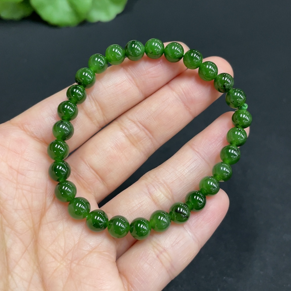 H34072834 Hetian Jade Bracelet, about 6mm, total weight about 9.8g