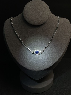 C25845758 Sapphire Inlaid Necklace, Non-Gold Inlaid Chain Body, Total Weight Including Chain Approximately 10.18g