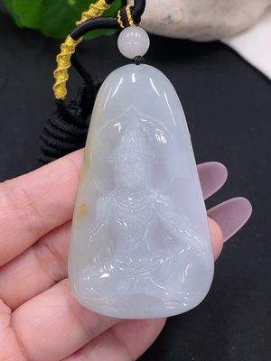 F35142228 Jadeite Guanyin Pendant Total Weight Approx. 41.6g (Including Cord Weight) (Matching Beads Non-A)