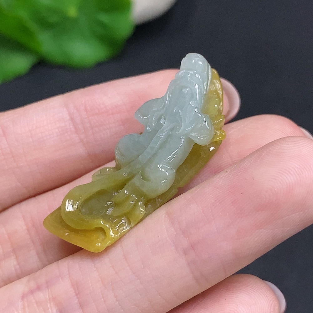 F34962576 Jadeite Pixiu Pendant, Total Weight About 5.8g, Yellow Color Origin Undetermined