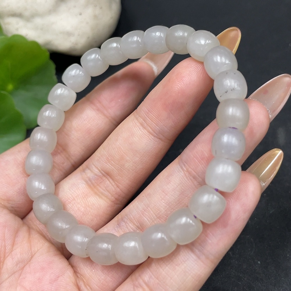 H31671040 Hetian Jade Bracelet Approx. 7.6mm Total Weight About 21.6g