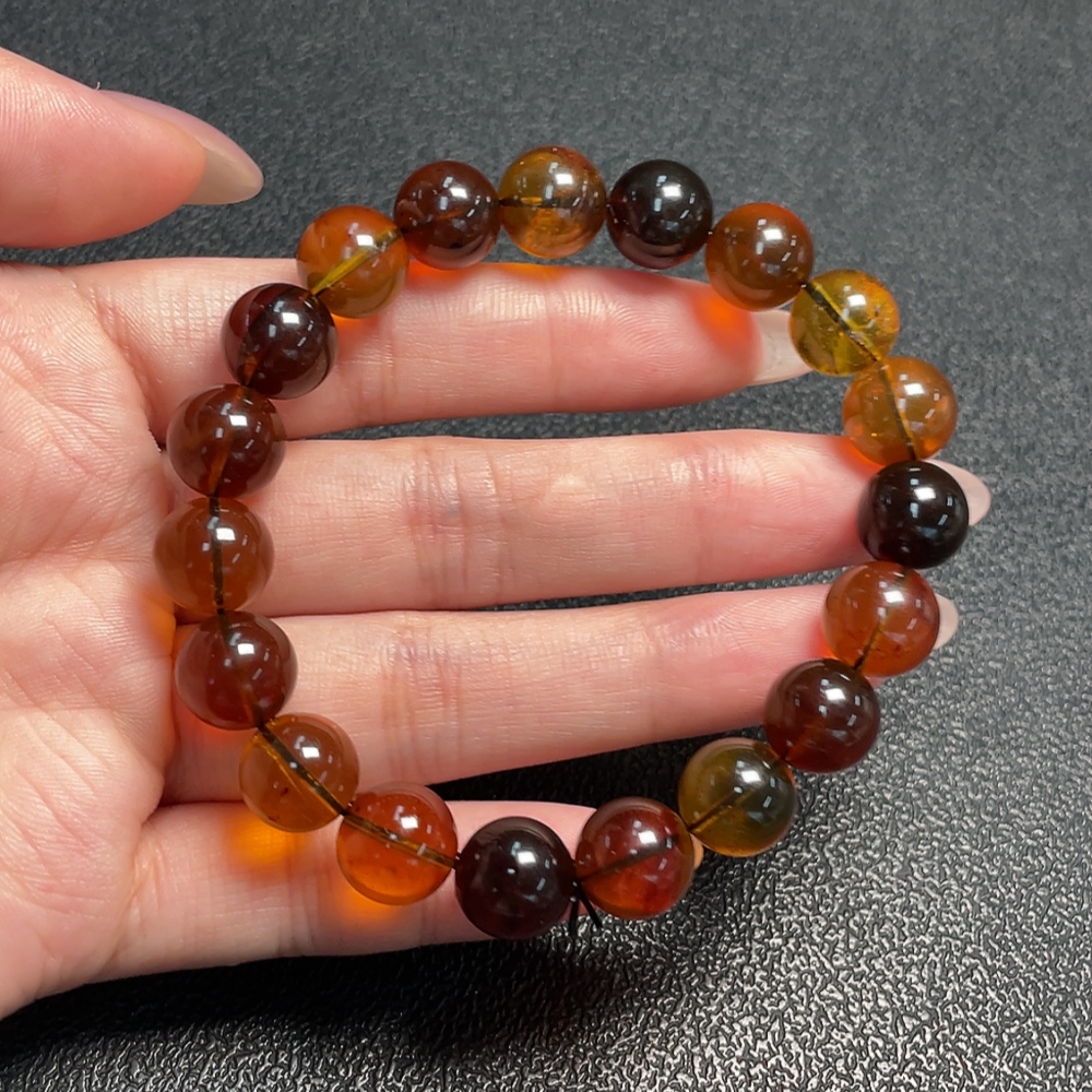 C34041289 Amber Beeswax Bracelet, Total Weight Approx. 12.78g, Size Approx. 10.7mm