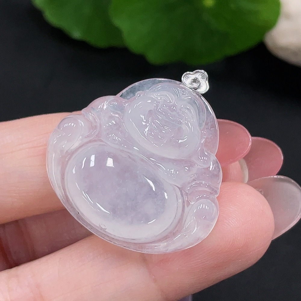 F34981854 Jadeite Buddha Pendant with 18K Gold, Total Weight Approx. 6.2g