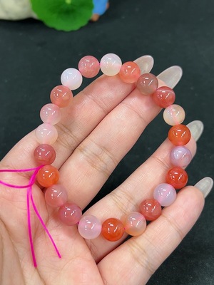 H41922884 盐源玛瑙手串 卡8.9mm左右 仅红色 货品总重约23.3g