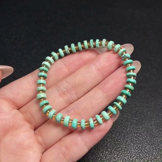 C34991309 Turquoise Bracelet with Other Mineral Components Non-Gold Total Weight Approx. 6.03g Size About 5.6mm (Including Minerals)