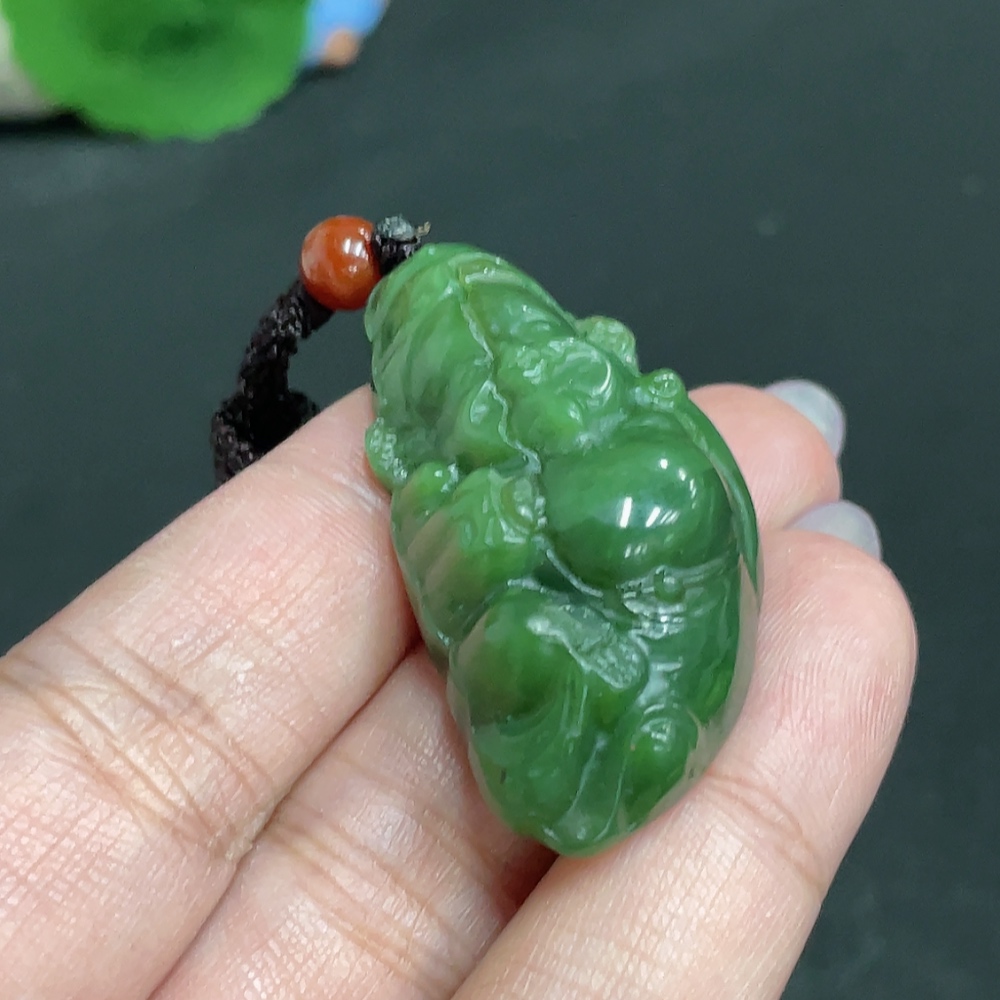 H33863967 Hetian Jade Pendant    God of Wealth    Total Weight [with rope]: 20.9g