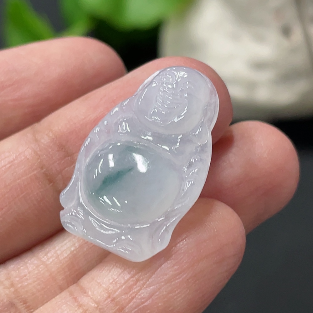 F35079946 Jadeite Standing Buddha Inlay Piece with Total Weight Approximately 3g