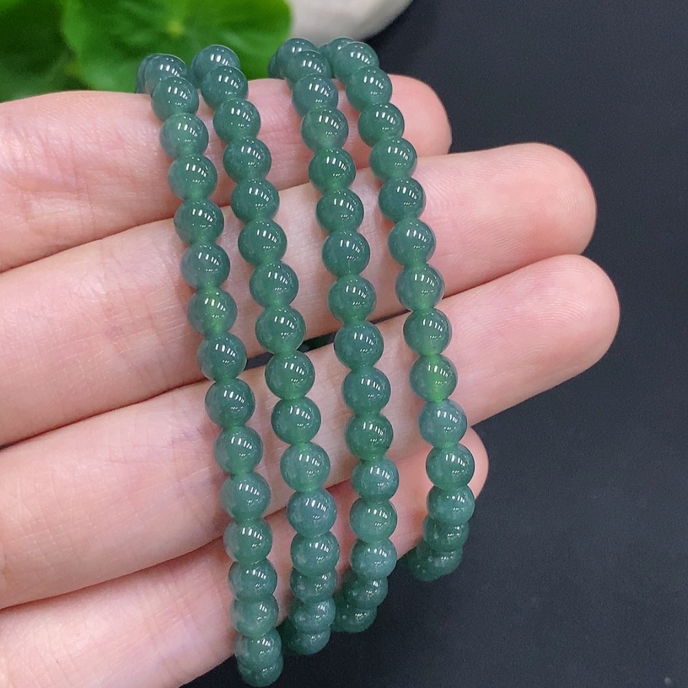 F30543513 Jadeite Bead Necklace, Non-Gold Setting, Approx. 4.7mm, Total Weight Approx. 26.8g