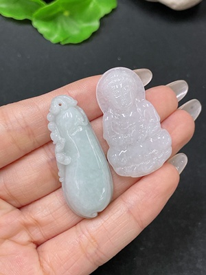 F35138894 Jadeite Pendant Guanyin + Fu Melon Sell as a Lot
