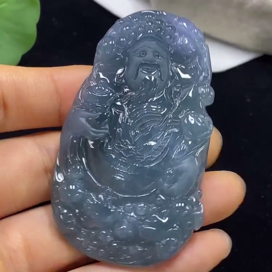 F35095746 Jadeite God of Wealth Pendant, Total Weight Approx. 42.39g