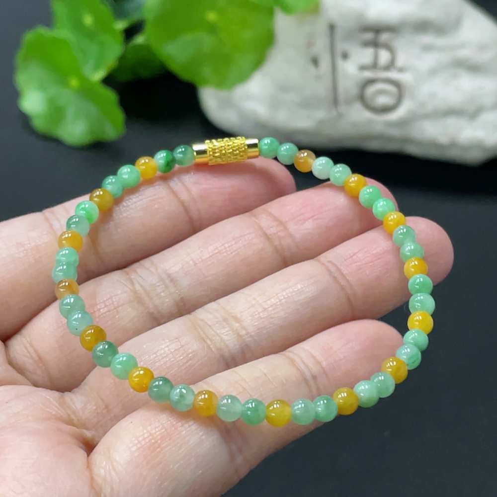 F35080810 Jadeite Bead Necklace 3.8mm approx Non-Gold Clasp Total Weight 4.88g approx