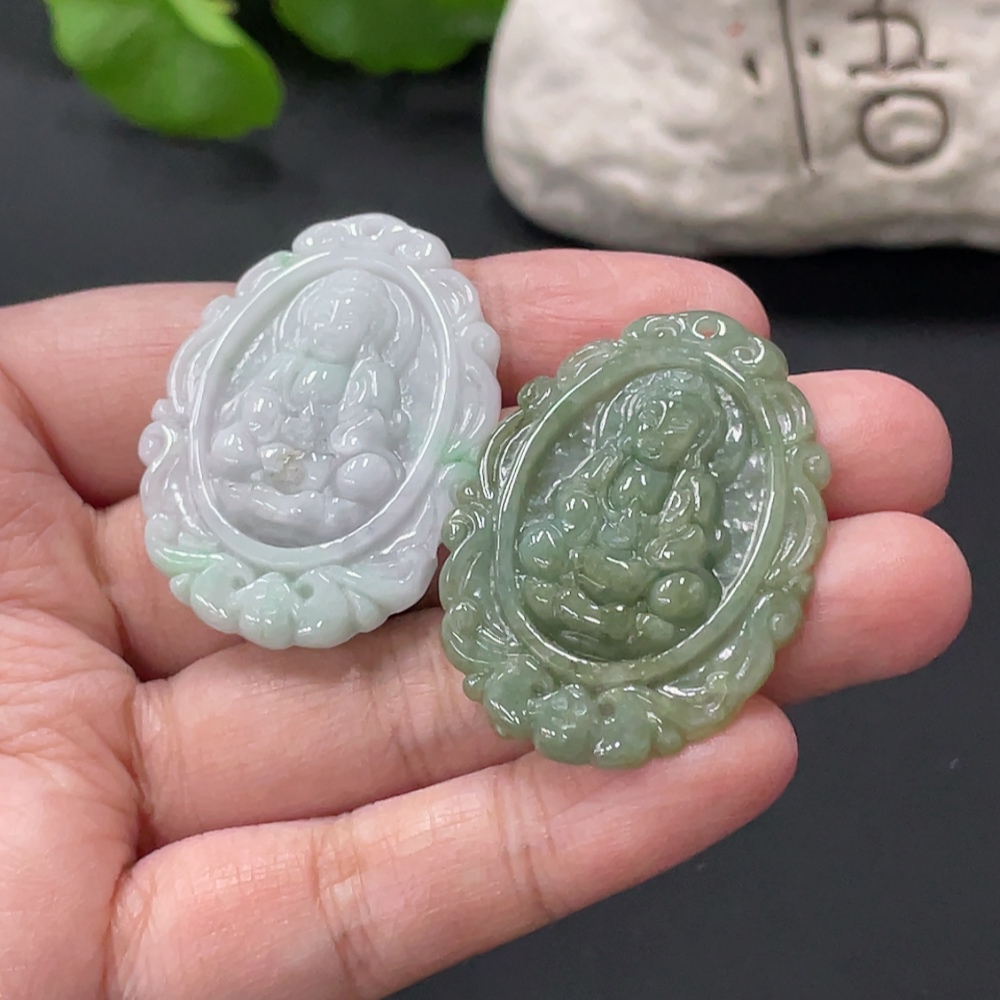 F34058547 Jadeite Pendant Guanyin Plaque