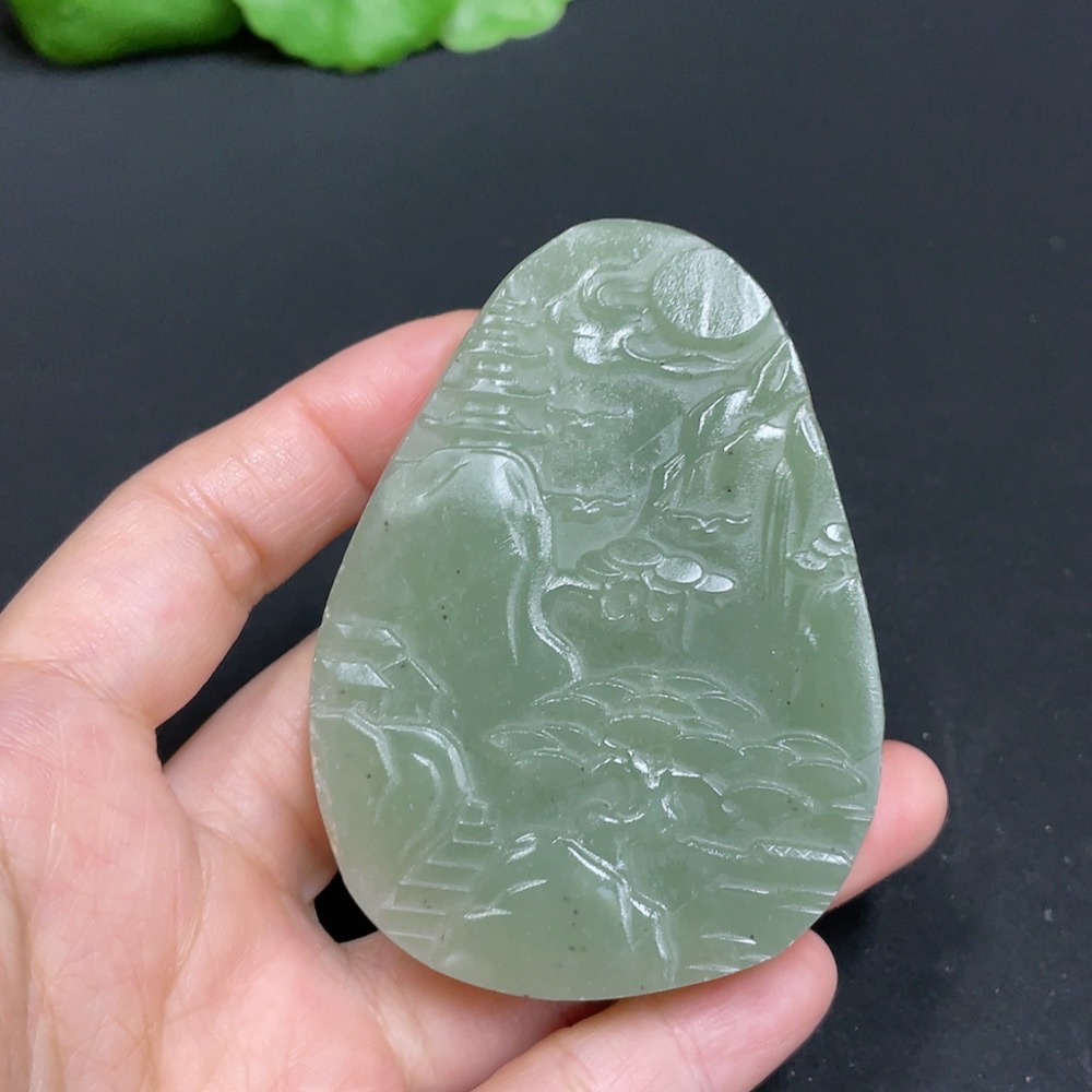 H35103320 Hetian Jade Pendant Landscape Plaque Total Weight Approx. 94.7g