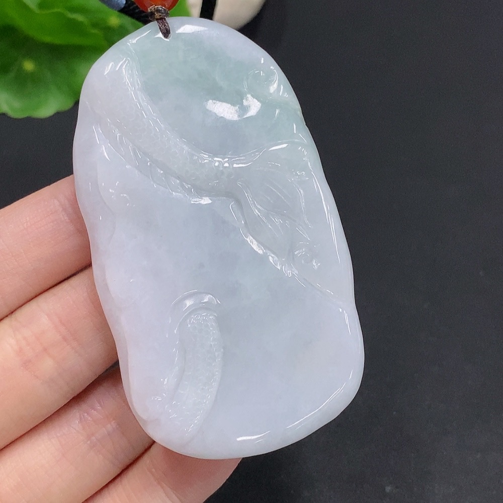 F31623547 Jadeite Dragon Soaring the Four Seas Pendant