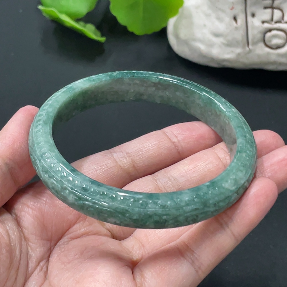 F33935013 Jadeite Round Bangle, Total Weight Approx. 49.5g, Size 60.3
