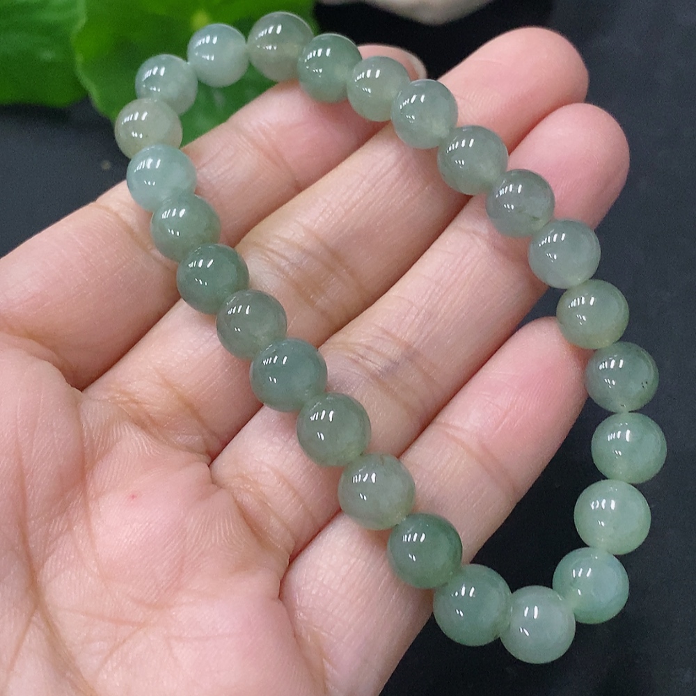 F35140751 Jadeite Bracelet Approx. 7.5mm Beads Total Weight Approx. 17.13g