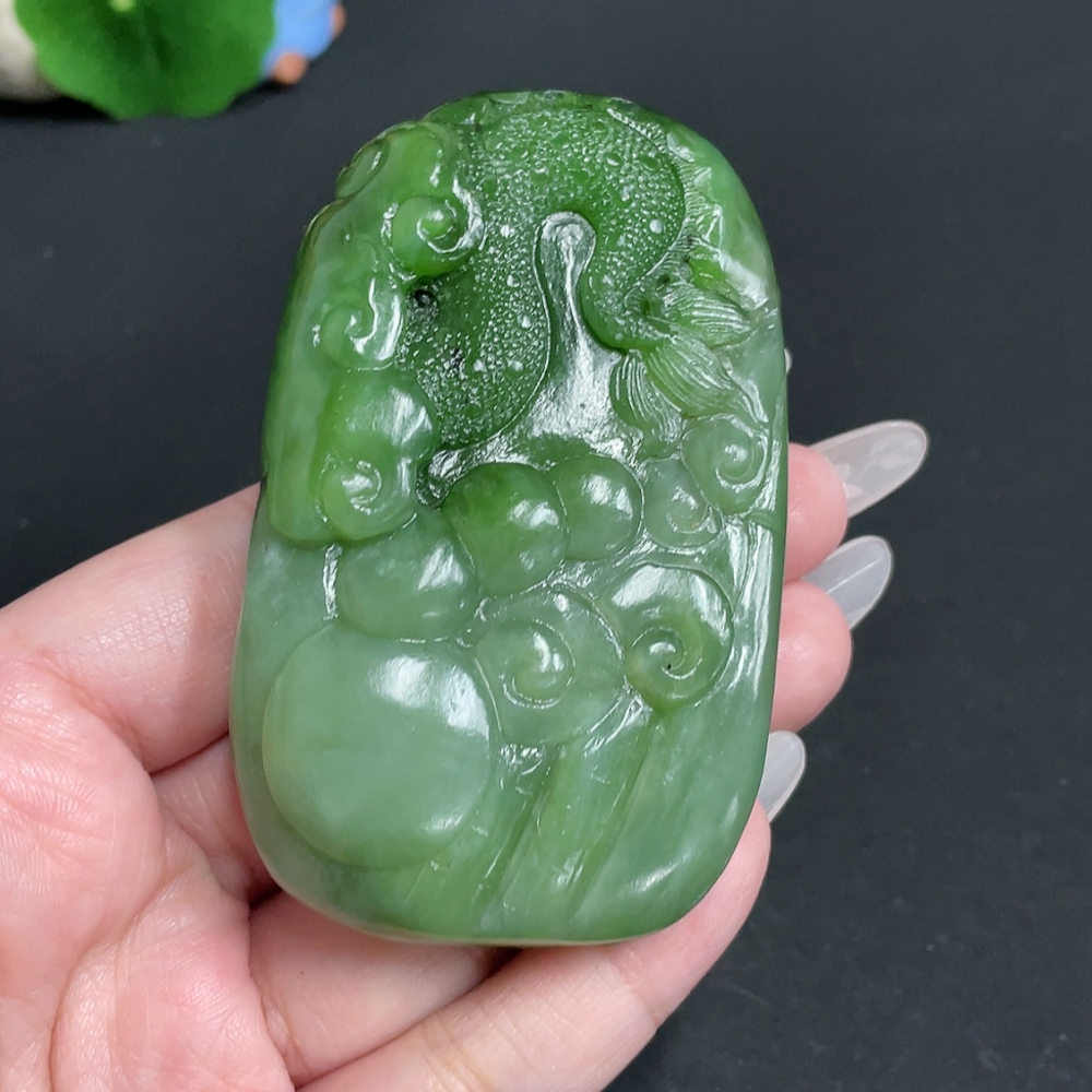 H27082299 Hetian Jade Handheld Piece - God of Wealth, Total Weight Approx. 156.2g