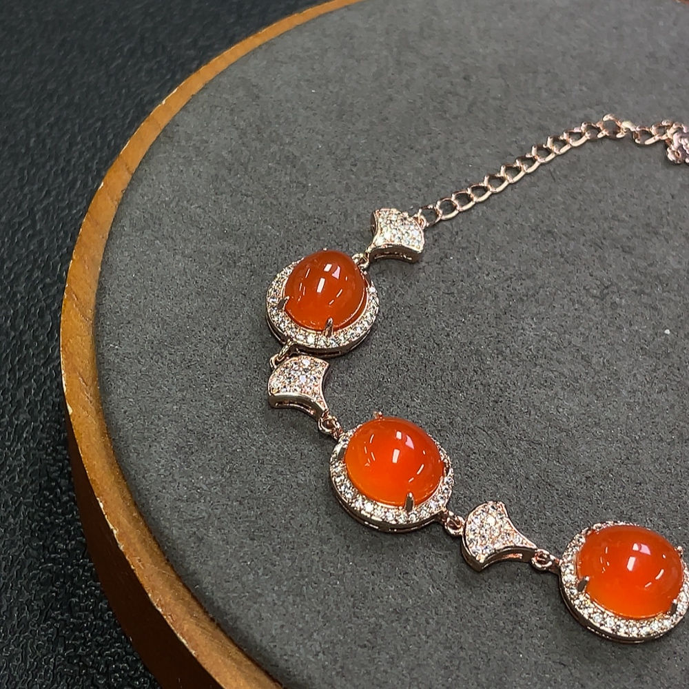 C31579206 Red Agate Bracelet, Non-Gold, Total Weight Approx. 12.03g