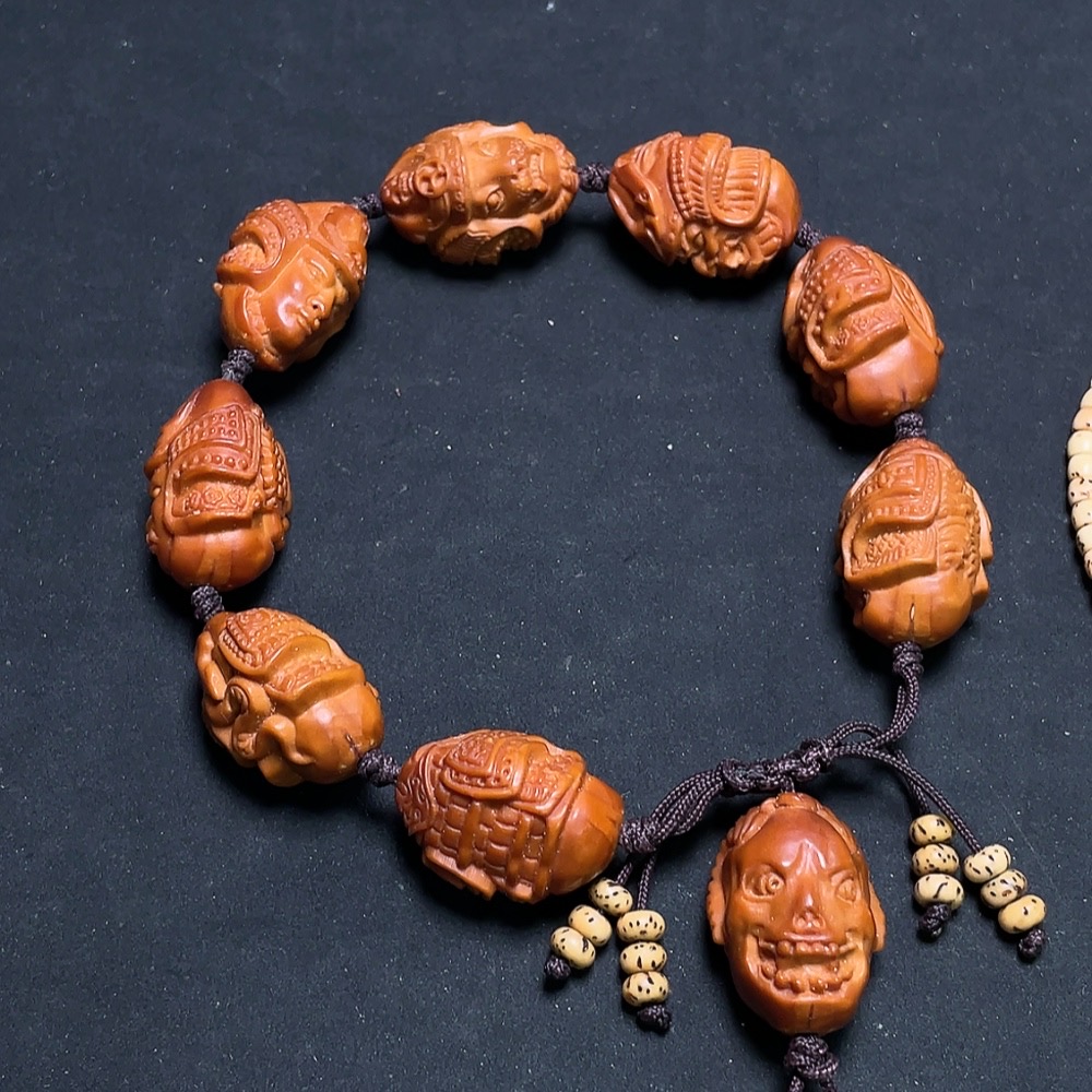 W33843943 Star and Moon Bodhi Long Strand + Olive Pit Bracelet (Sell as a Lot)