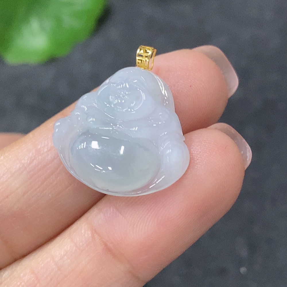 F34042182 Jadeite Pendant Buddha, No Mark, Surface Gold Content Au75%, Total Weight Approx. 2.87g