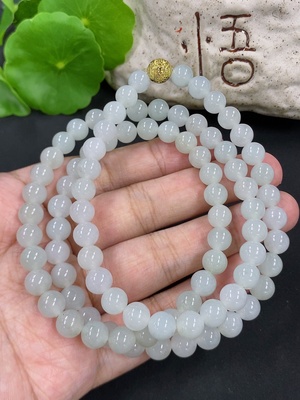 F46596692 翡翠珠链 卡6.9mm左右 货品总重约50.3g 非金