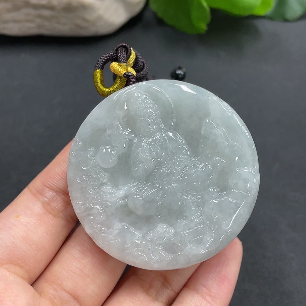 F17842834 JadeiteLandscape Guanyin Pendant Total Weight 74.636g