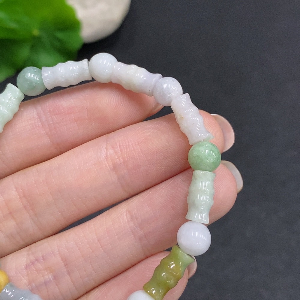 F34060041 Jadeite Bracelet Total Weight Approx. 10.8g Yellow Beads Color Origin Undetermined