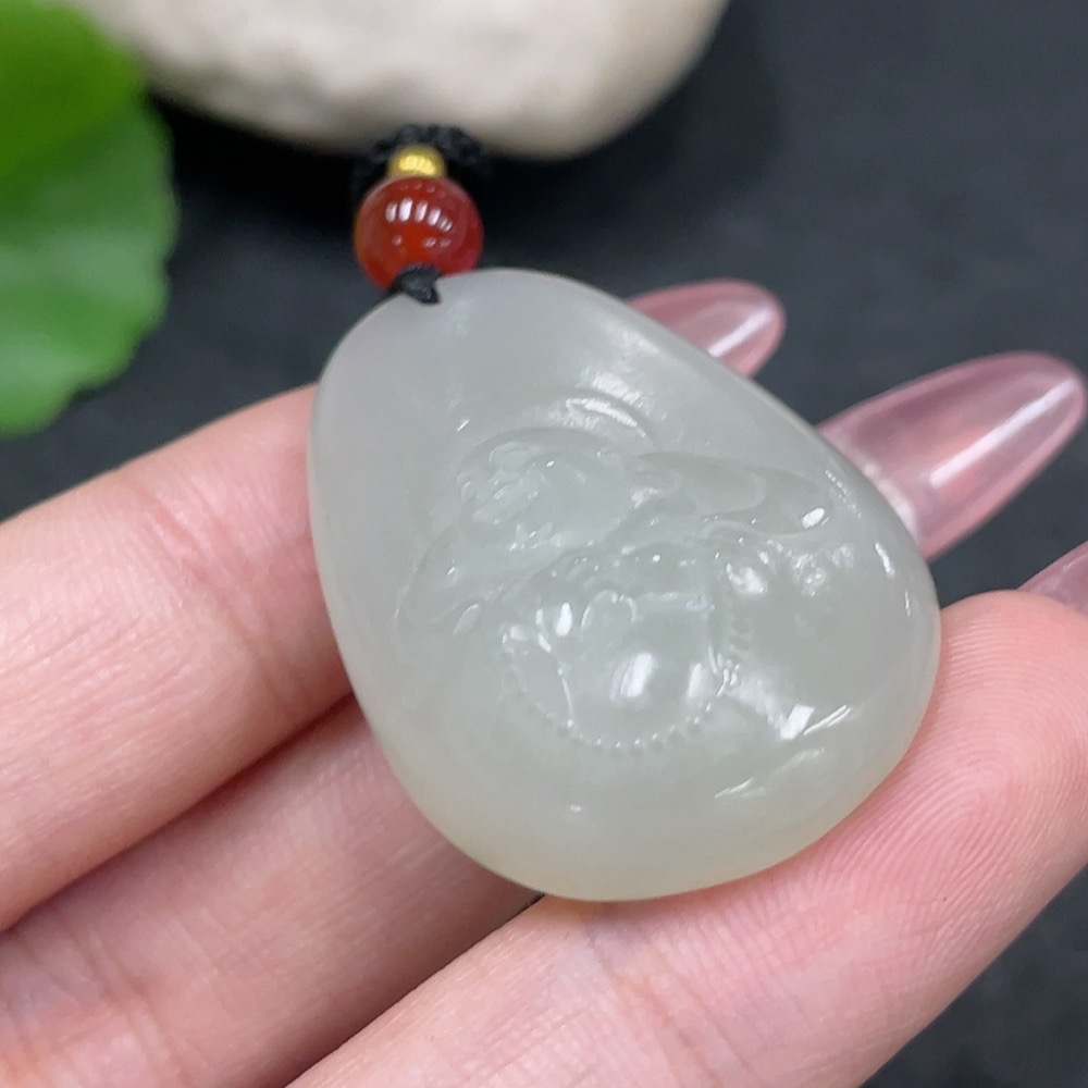 H33897631 Hetian Jade Pendant Buddha Total Weight (including rope) 12.5g