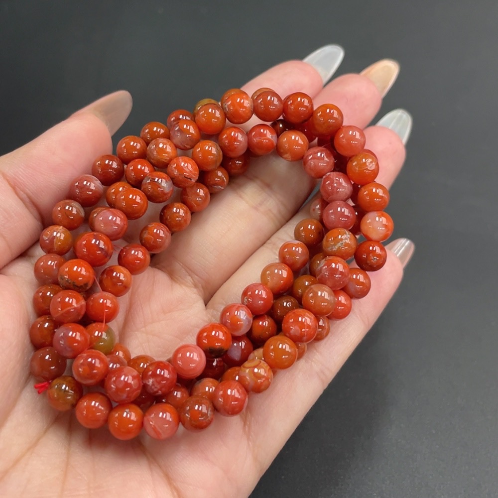C17912779 South Red Agate Bead Strand Approximately 6.7mm Total Weight About 43.68g