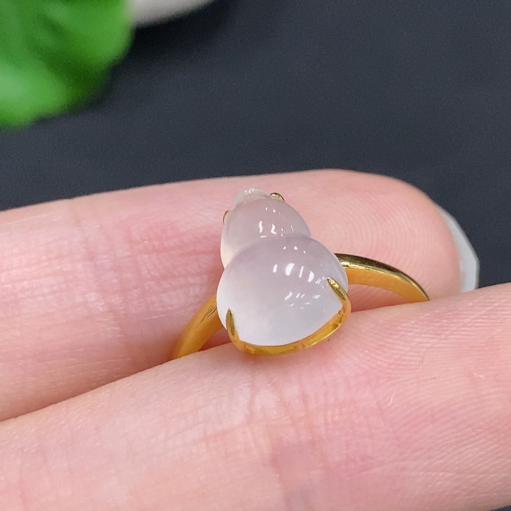F33942004 Jadeite Gourd Inlay Ring 18k Gold Total Weight Approx.1.6g Size 12