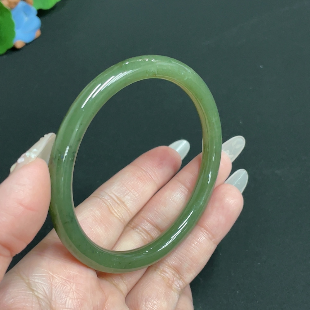 H27063678 Hetian Jade Round Bangle, Size 61.8, Total Weight Approx. 29.2g