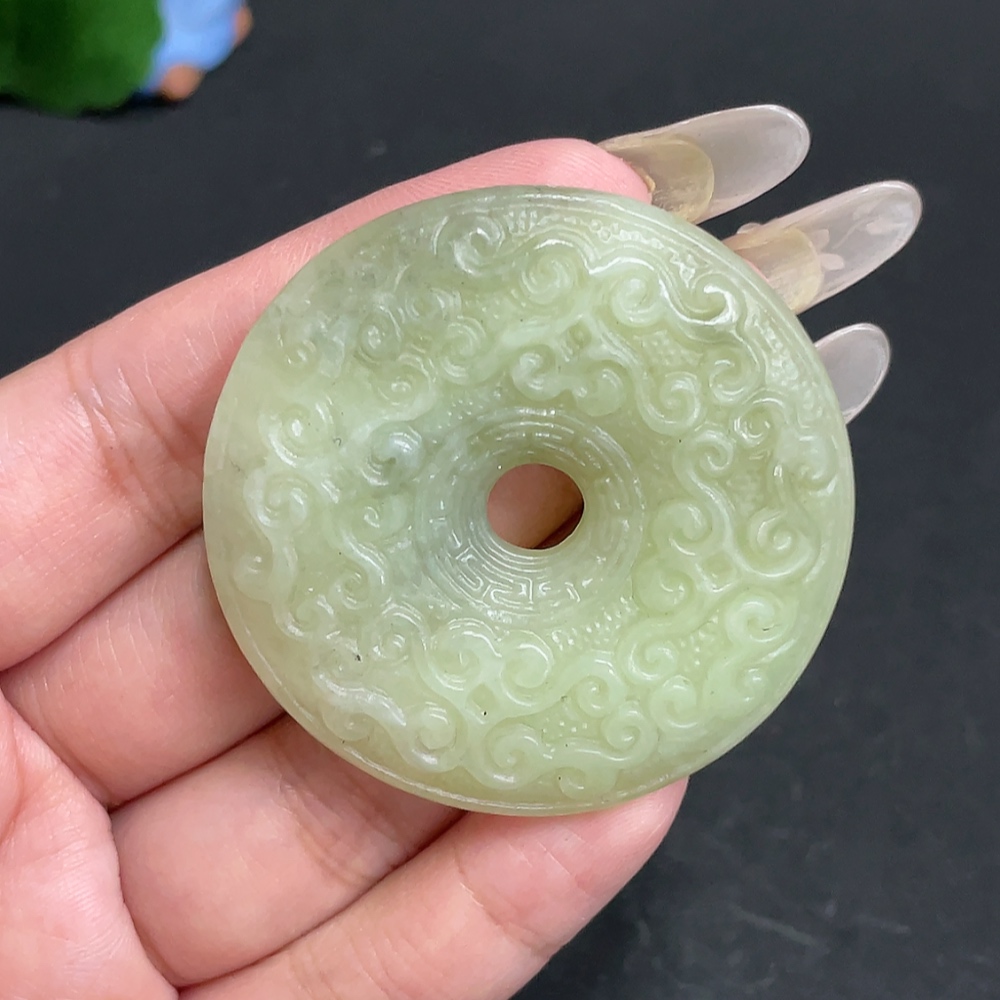 H28272862 Hetian Jade Pendant, Antique-style Button, Total Weight Approx. 40.6g