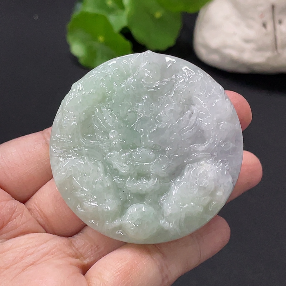 F33909657 Jadeite Nine Dragons Supreme Pendant, Total Weight Approximately 63.8g