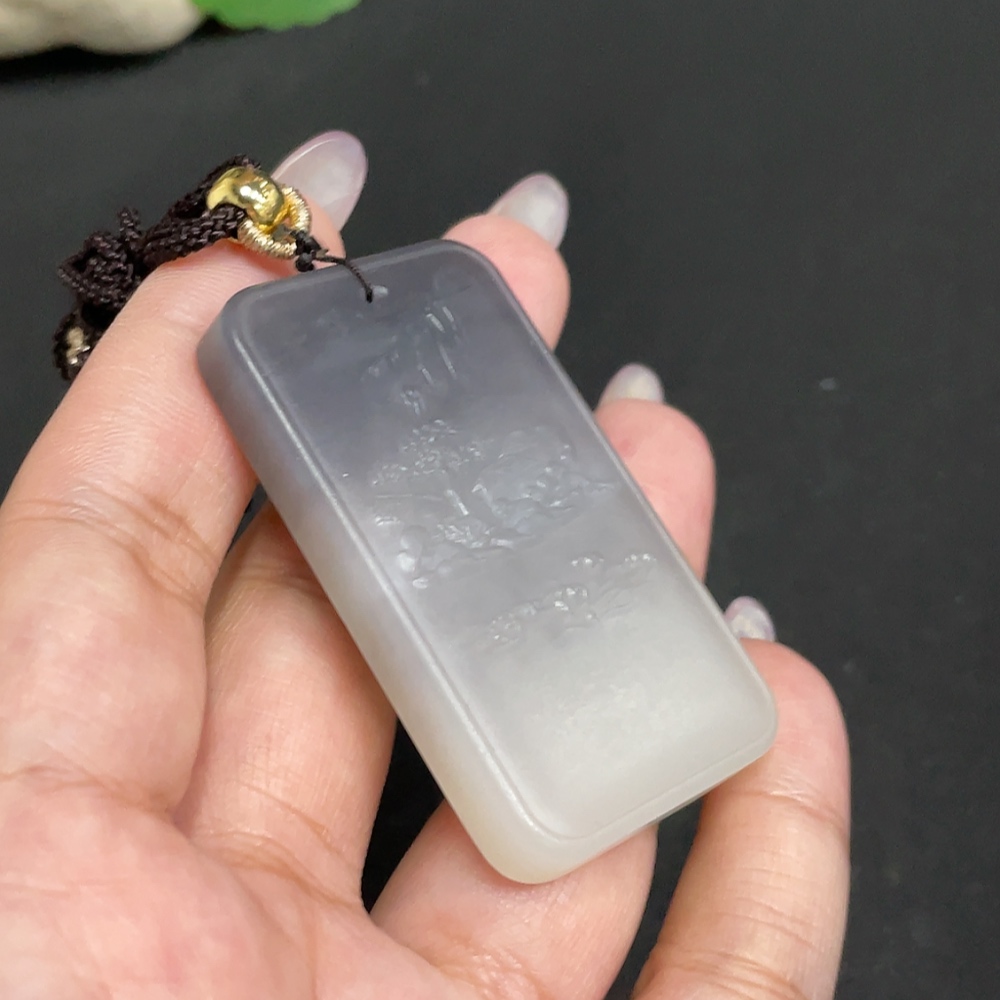 H34956432 Hetian Jade Pendant Landscape Total Weight Approx. [with Rope] 40g