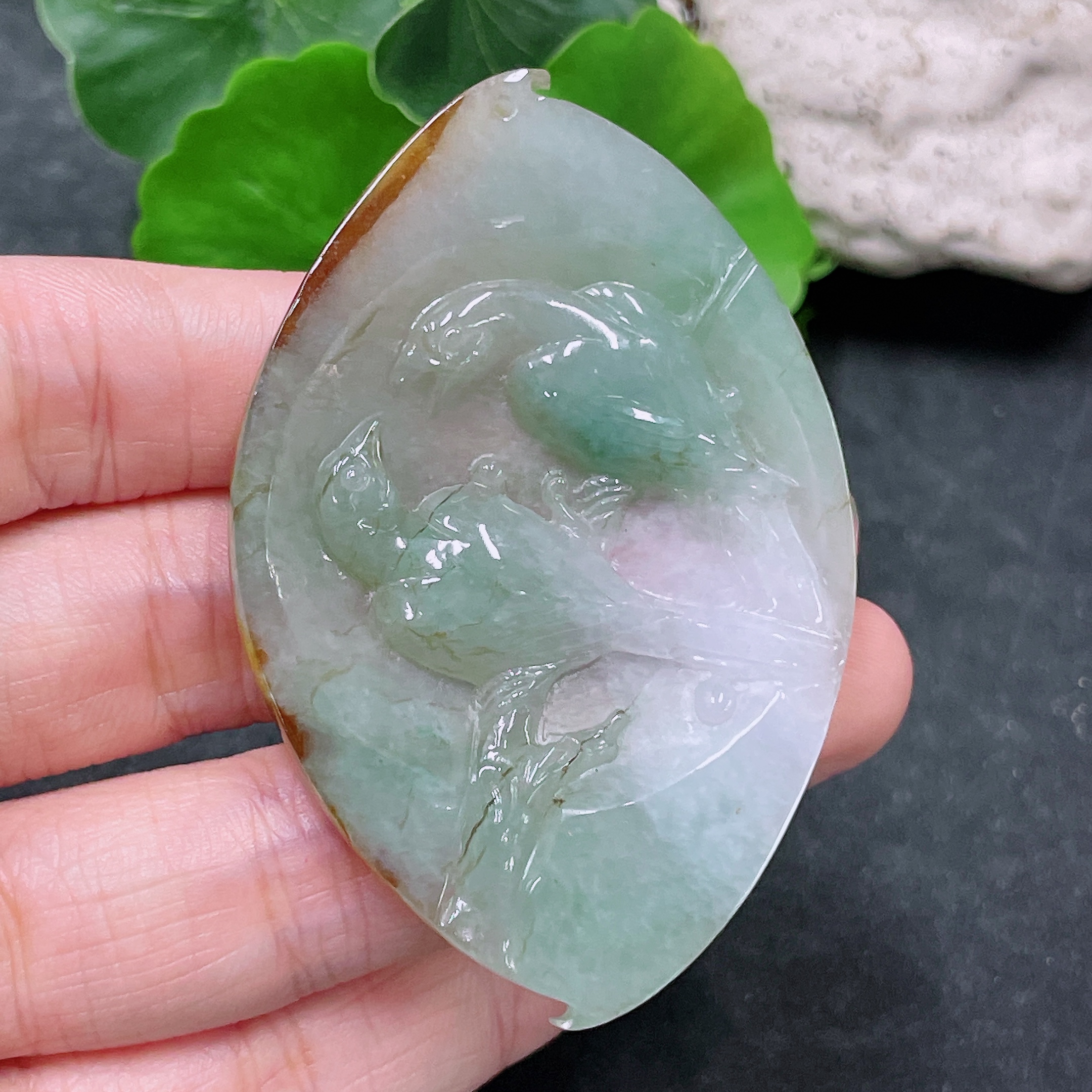 F32811169 Jadeite Pendant, color origin undetermined, total weight approximately 25.68g